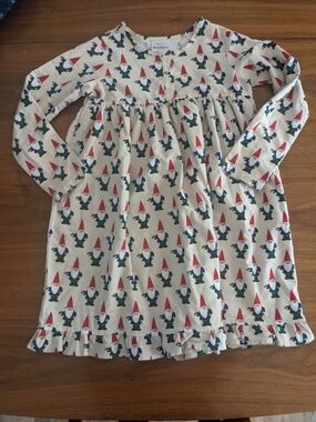 Hanna Andersson Flannel Nightgown Festive Gnome Pattern Ruffled Size 4 (100cm)